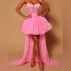 Embellished High Low Tulle Dress